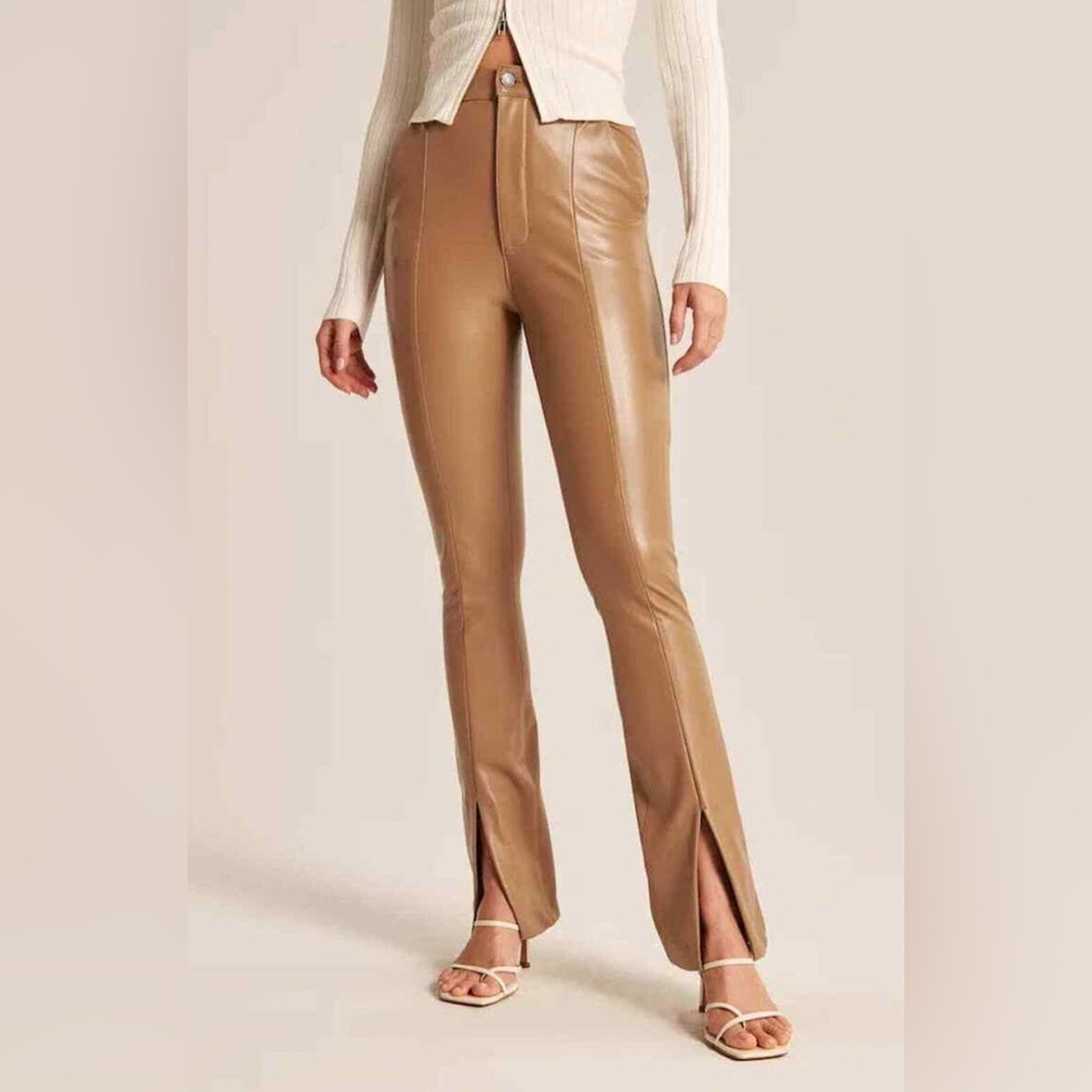 Abercrombie brown leather pans with front slit